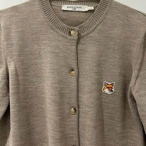 Maison Kitsune Fox Head Adjusted Cardigan (Beige Melange)